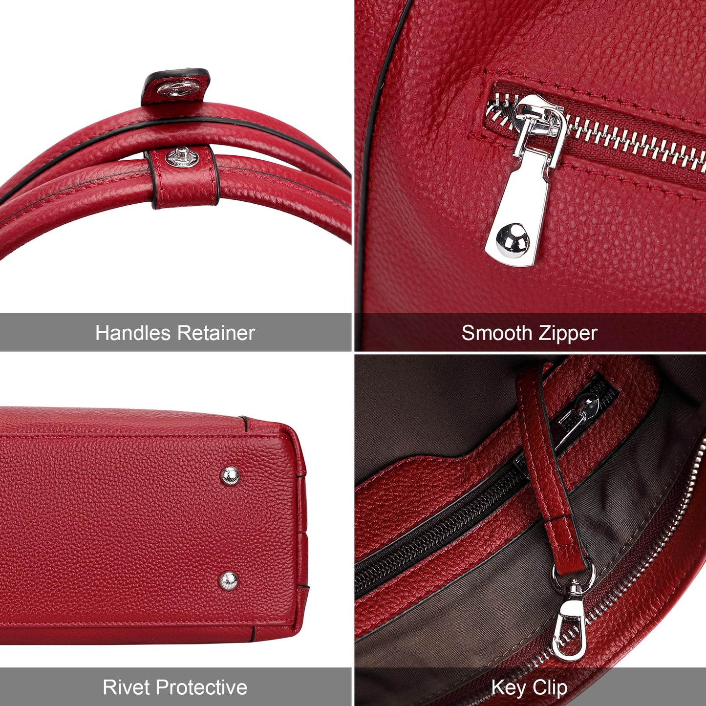 Soft Leather Handbags for Women Shoulder Hobo Bag Large Tote Crossbody Bag By OVER EARTH (O103E Red Wine)