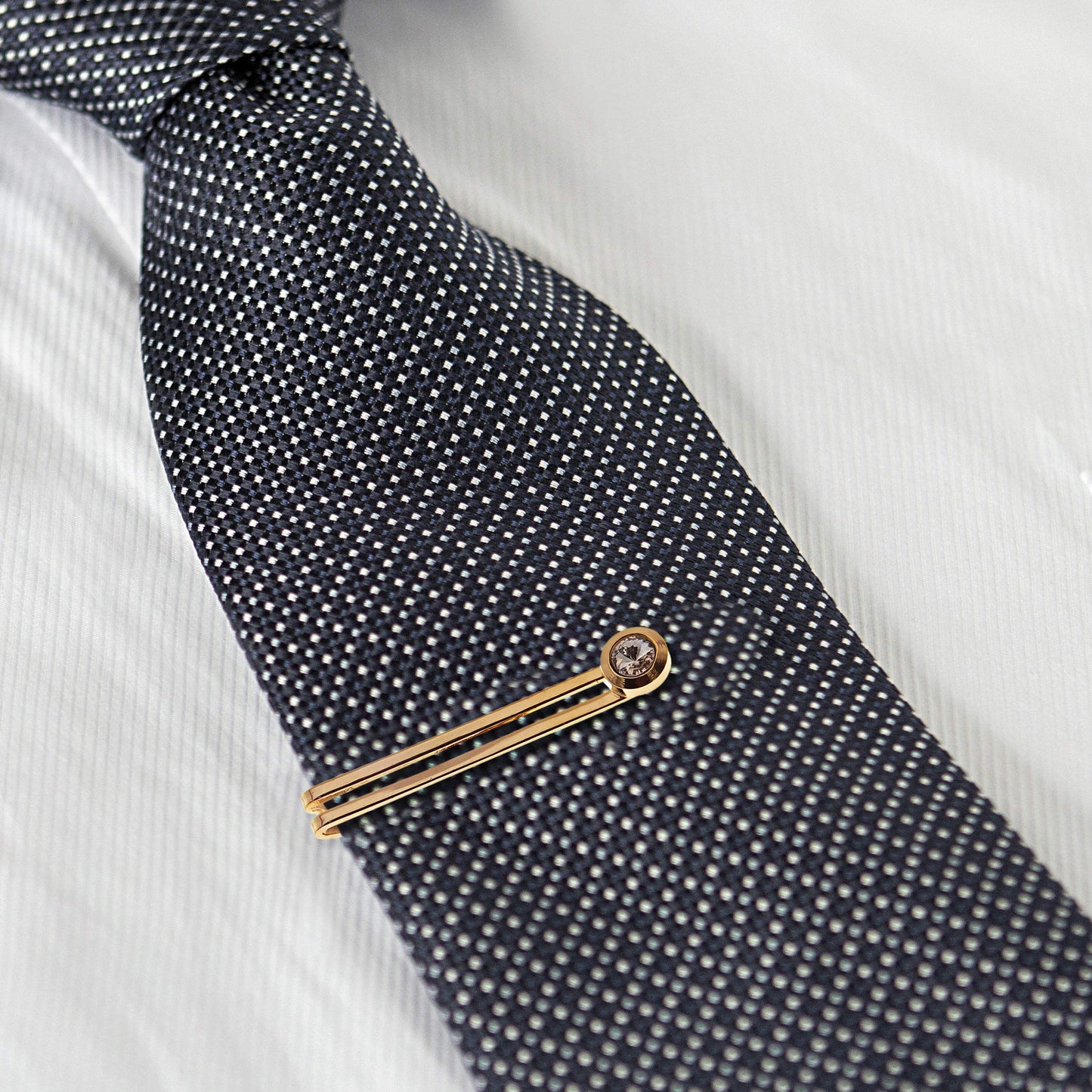 Lucky Jewellery Unique Men Jewelry White Stone Gold Plated Sleeve Button Formal Cuff Button Wedding Shirt Button, Suit, Blazer Cufflinks with Matching Tie Pin Gift Set for Men (307-M4C5-CR10MMT-W)
