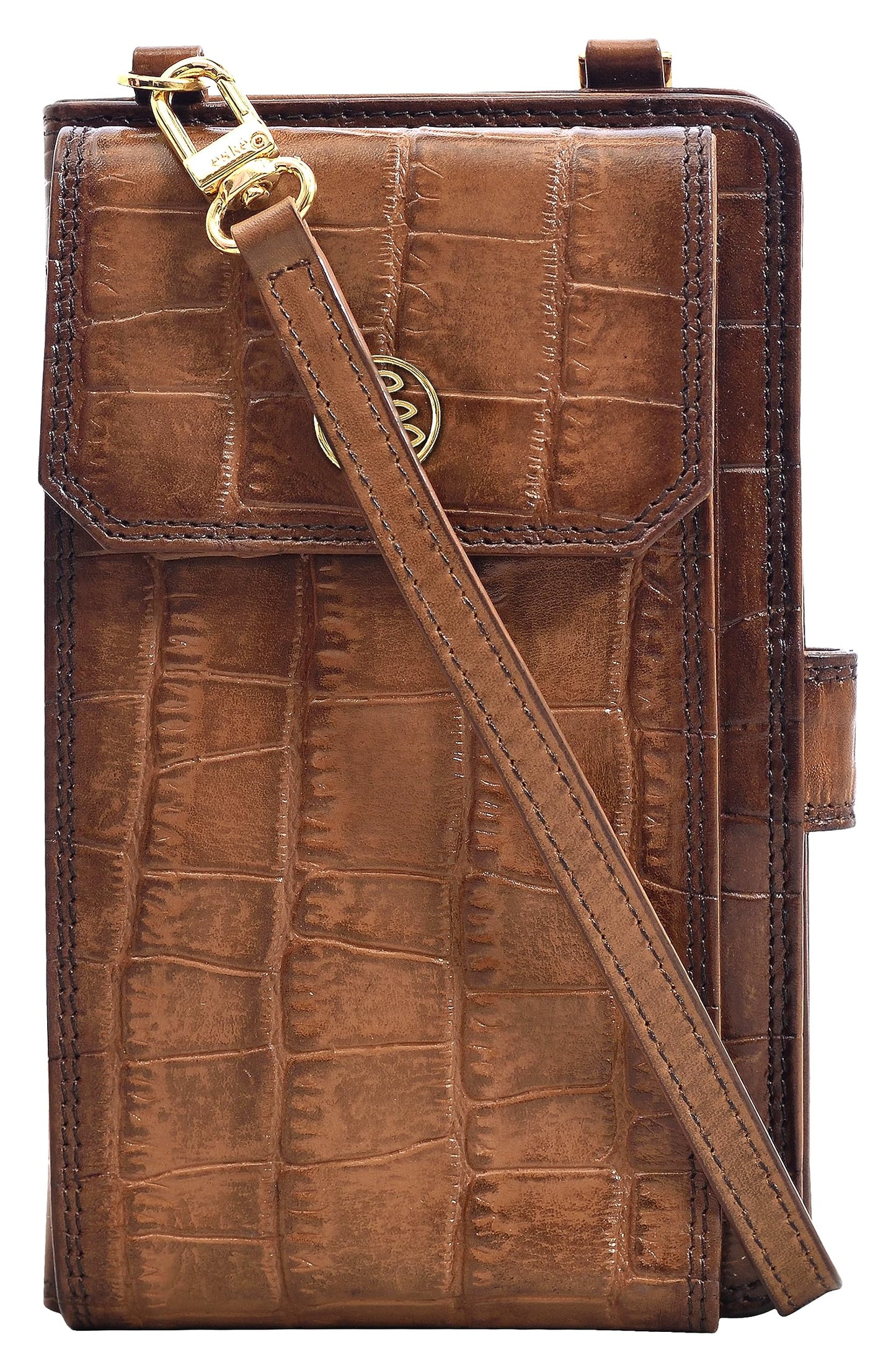 eske Noah - Wristlet - Genuine Quilted Leather - Holds Cards, Coins and Bills - Compact Design - Pockets for Everyday Use - Travel Friendly - Water Resistant - for Women (Britishtan Print)