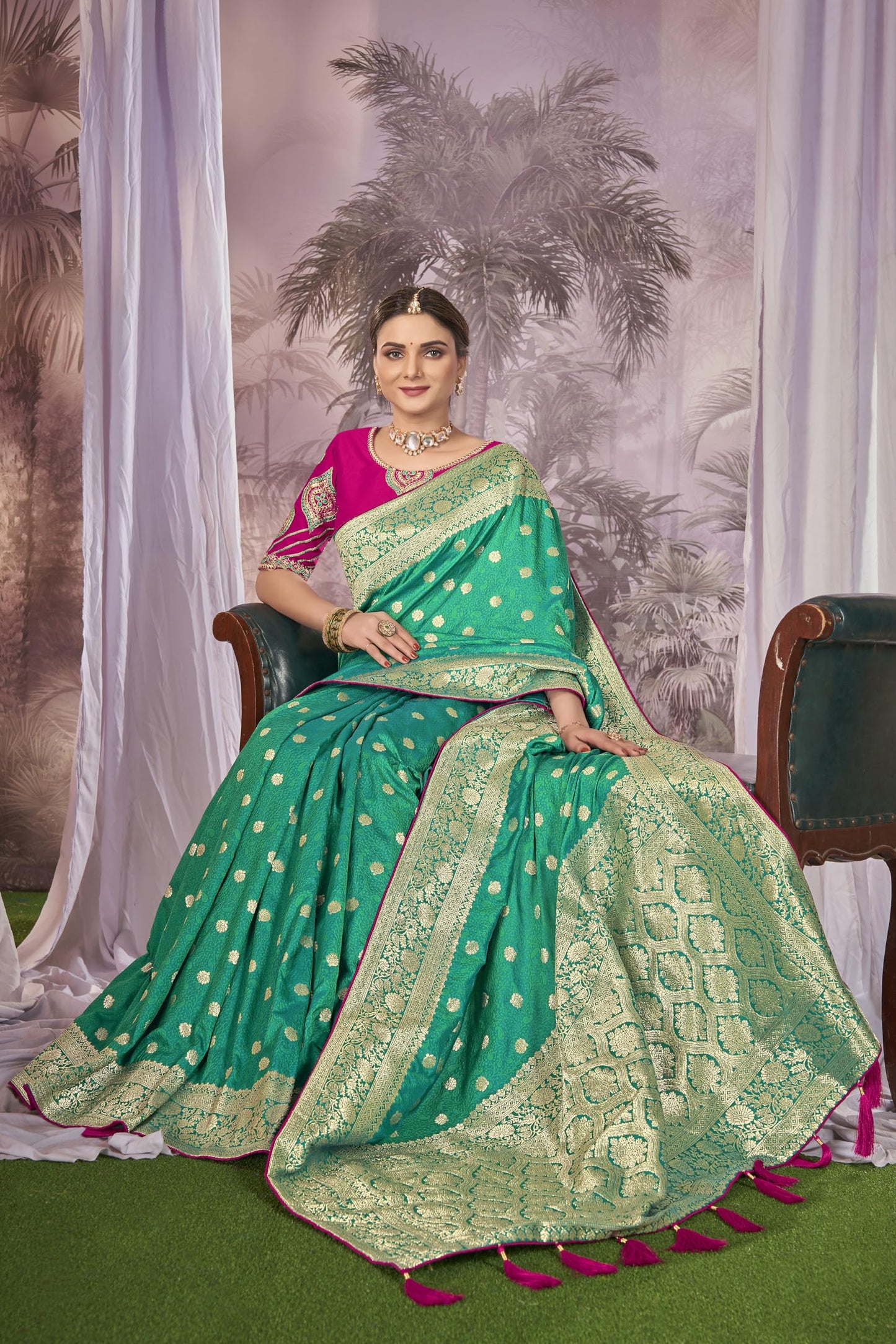 MANOHARI Heavy Banarasi Saree For Women With Unstitch Heavy Blouse Piece-1898-1 - Silk, Blue