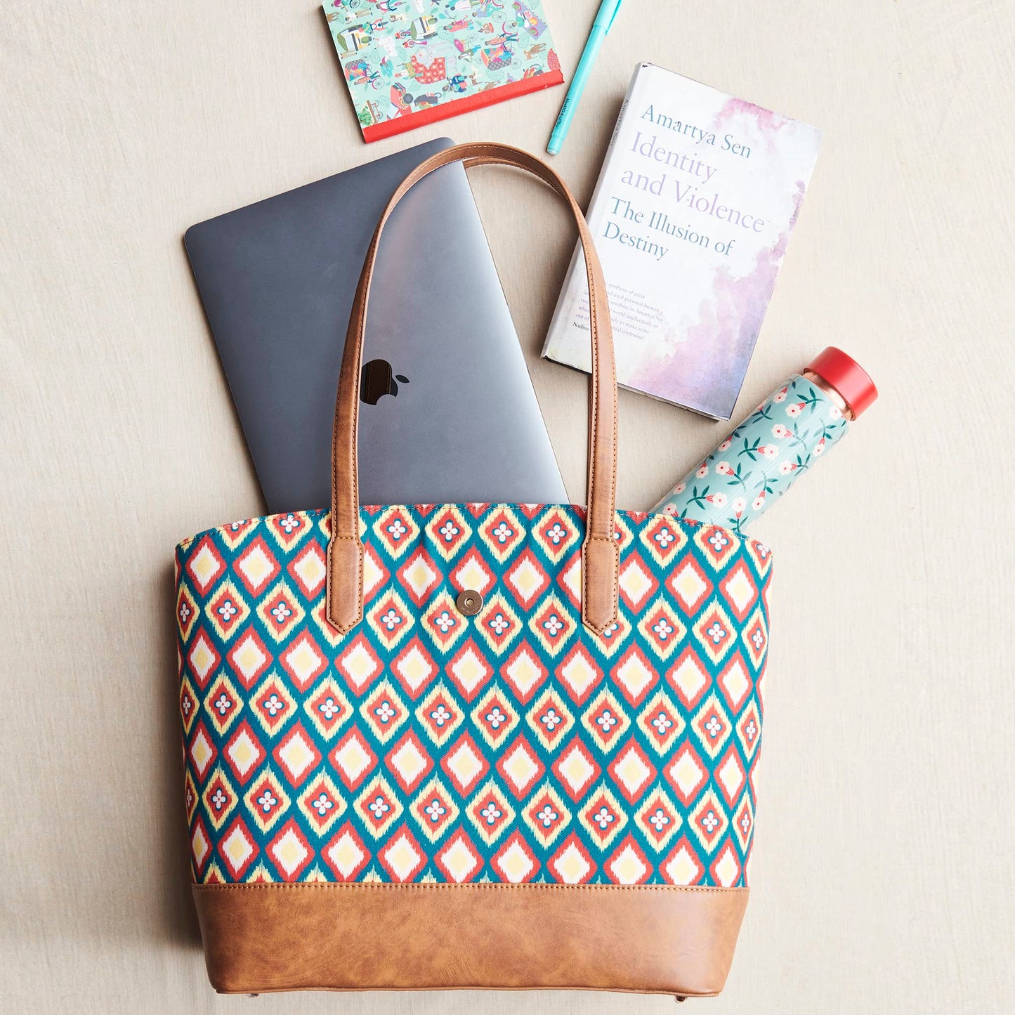 TEAL BY CHUMBAK Office Tote Bag for Women | Stylish Shoulder Bags for College | Professional Canvas Tote Bag | Laptop-Friendly College Bag