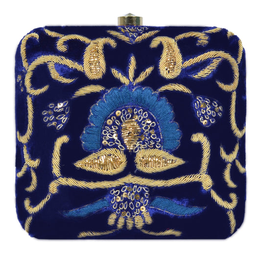 TOOBA Women's Mashkor Square Box Clutch (Navy Blue, BLUE MASHKOR 6X6)