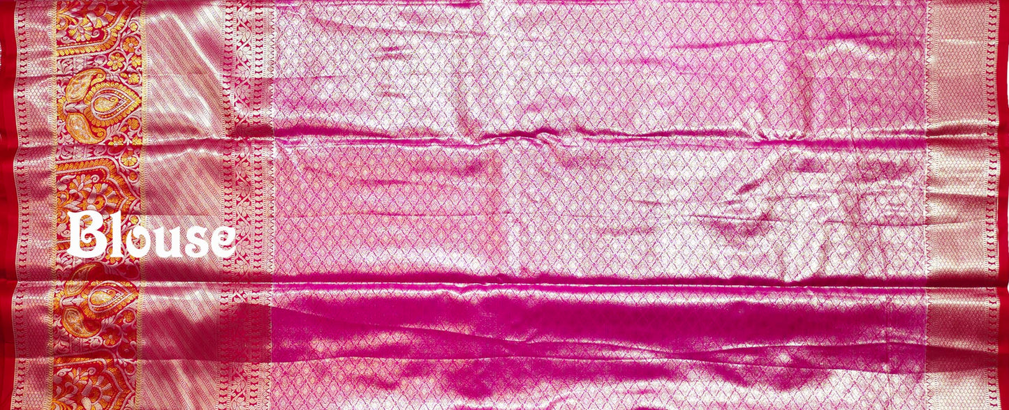 VFCollections Women's Kanchipuram Silk Pure Pattu Sarees With Blouse (VFC548-1)