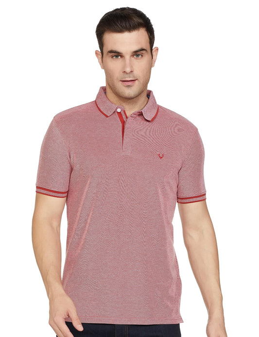 Allen Solly Men's Regular Fit T-Shirt (ASKPCURGF681008_Red L)