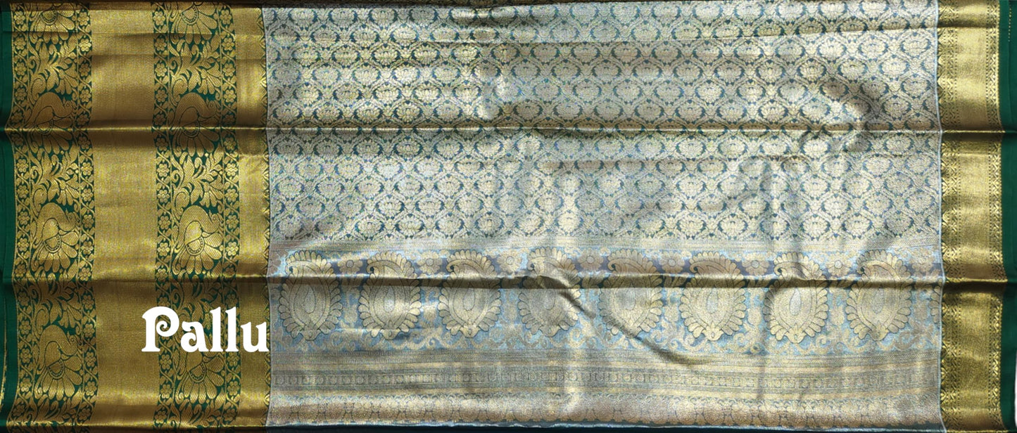 VFCollections Women's Kanchipuram Silk Pure Pattu Sarees With Blouse (Vfc135-7), Multi