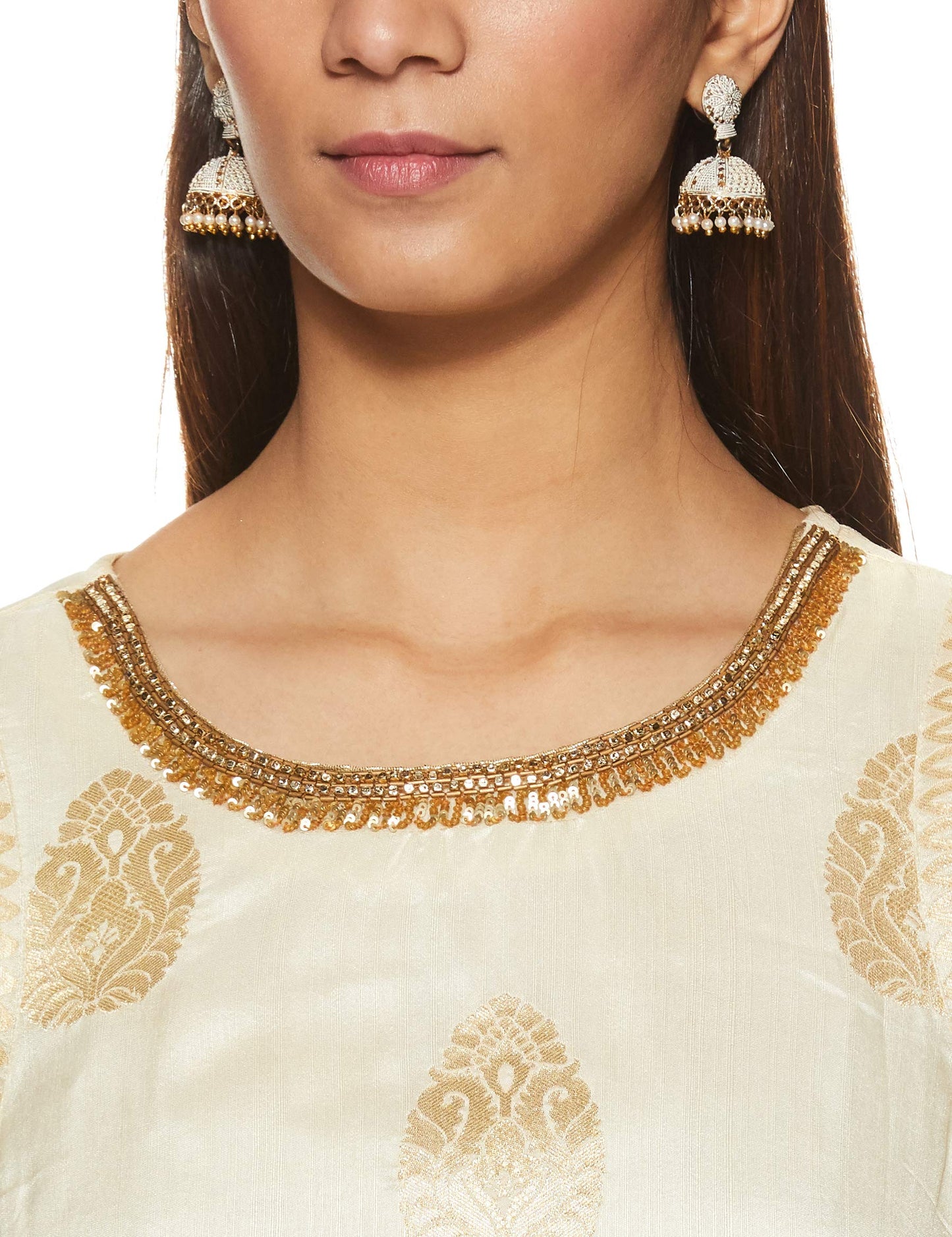 Aurelia Women's Synthetic Salwar Suit Set (18FED10759-79244_T-White_XL)