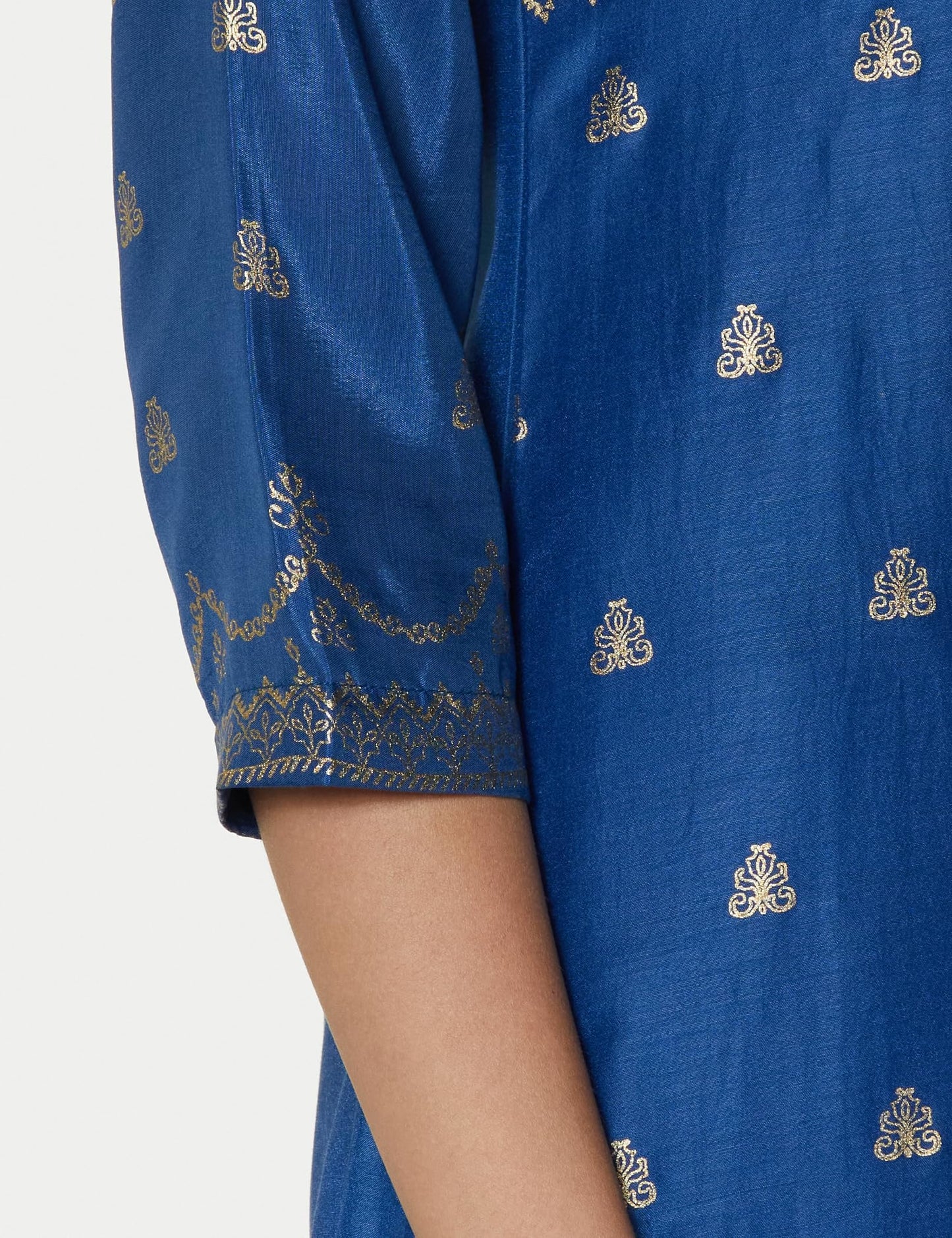 BIBA Women's Polyester Printed Narrow Salwar Kurta Dupatta (Skdassorted7666E_Blue_34)