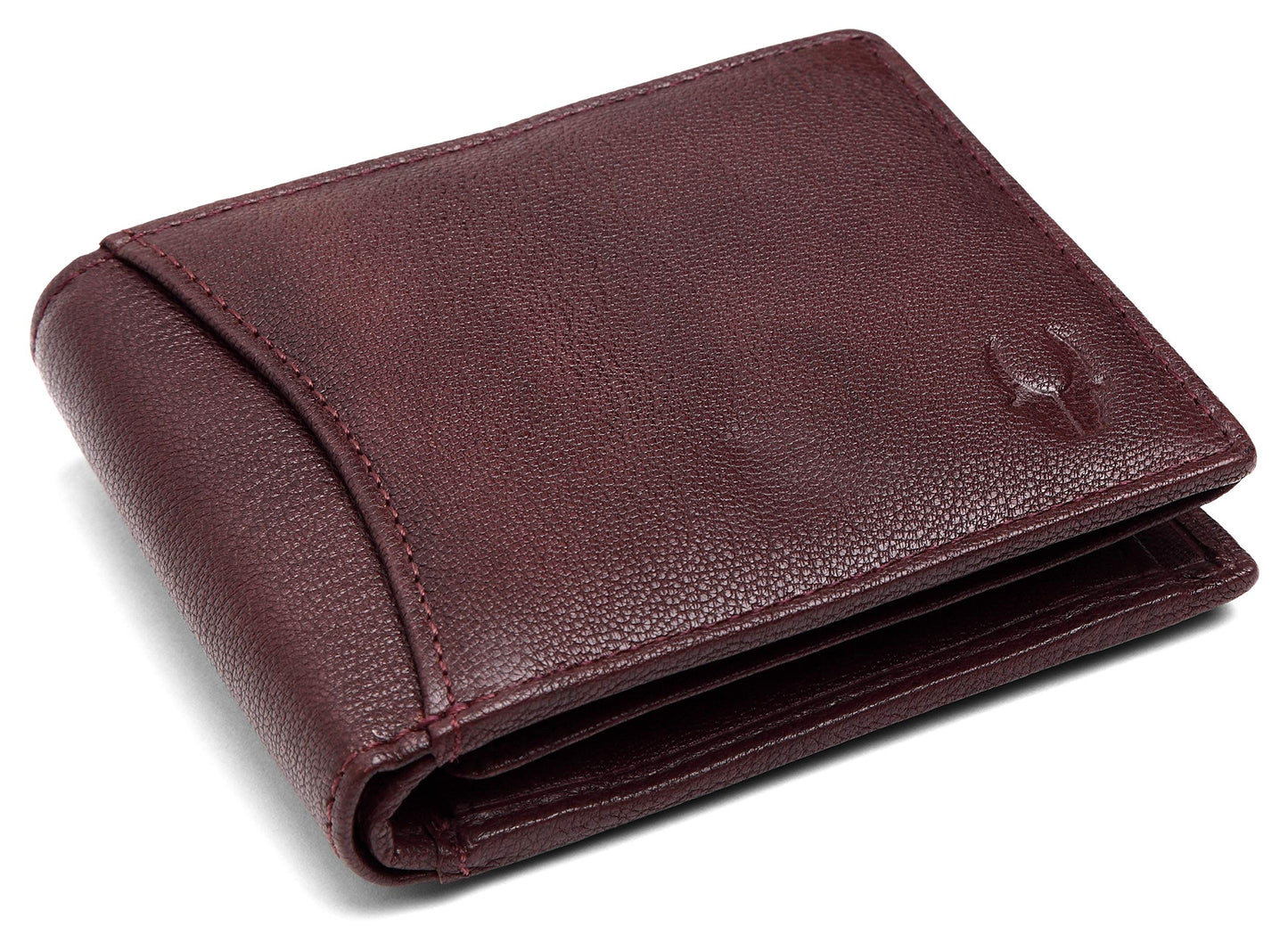 WildHorn Rakhi Gift Hamper for Brother - Classic Men's Combo/Gift Set of Leather Wallet, Keyring and Rakhi for Brother/Bhaiya. (Maroon PDM)