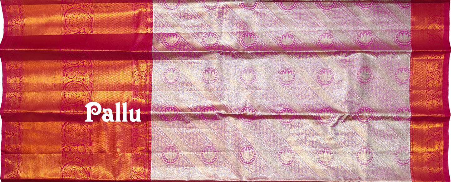 VFCollections Women's Kanchipuram Silk Pure Pattu Sarees With Blouse (VFC540-1)