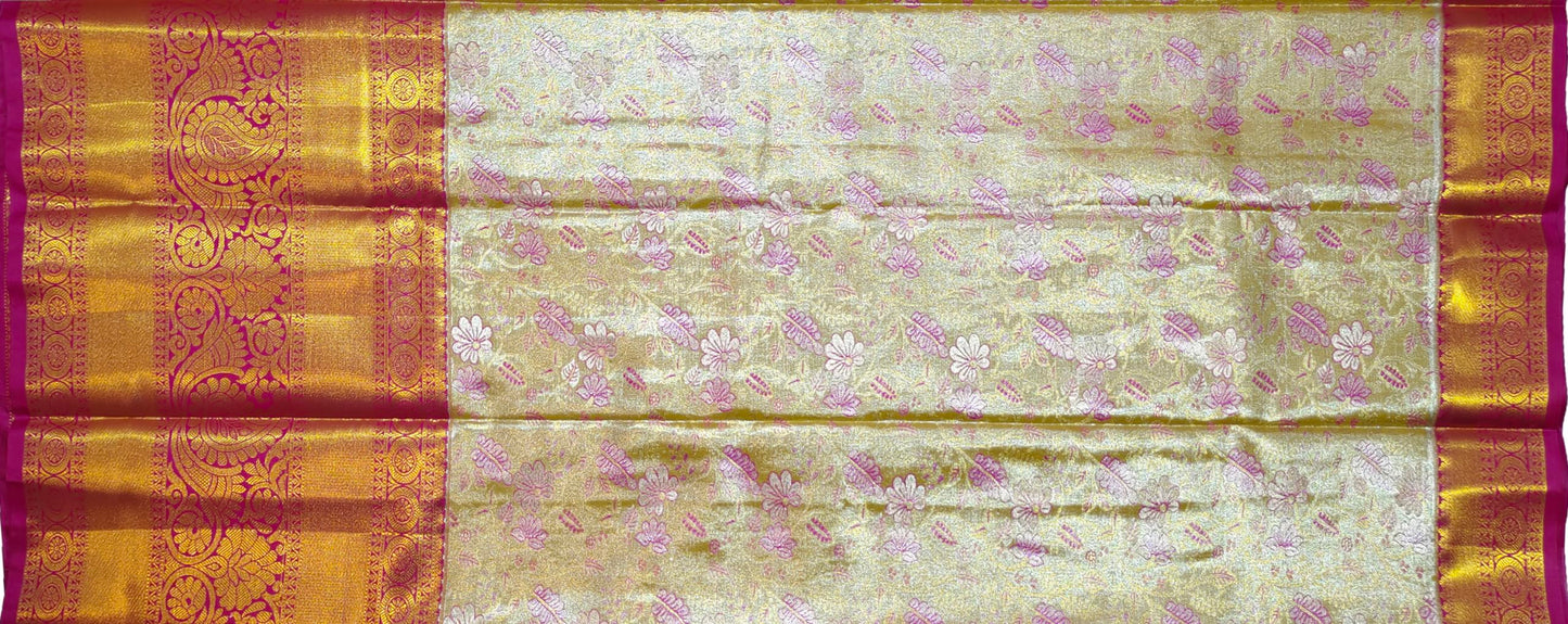 VFCollections Women's Kanchipuram Silk Pure Pattu Sarees With Blouse (VFC533-2)