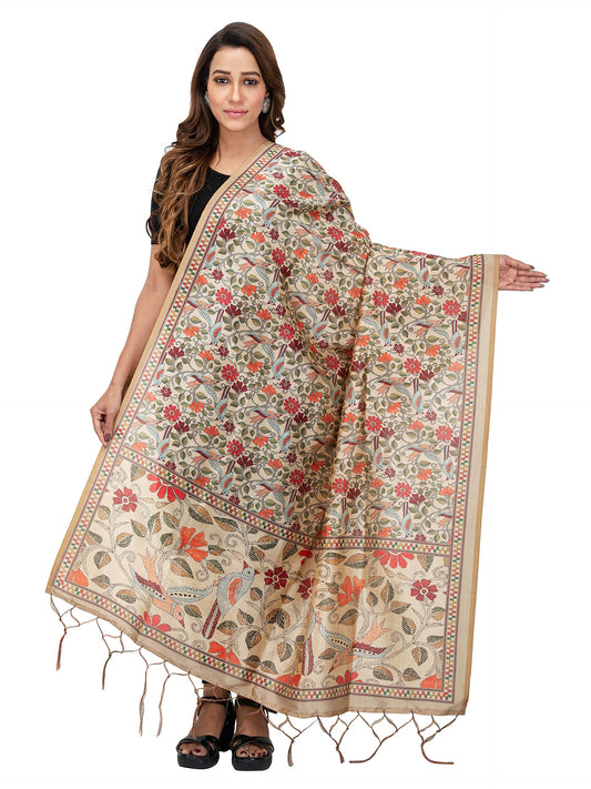SHOPPY VILLA Women’s Chanderi Silk Dupatta | Multicolored Floral Printed | Stylish & Designer Silk for Festive, Ethnic & Daily Use | Lightweight & Elegant Chanderi Dupatta for All Outfit