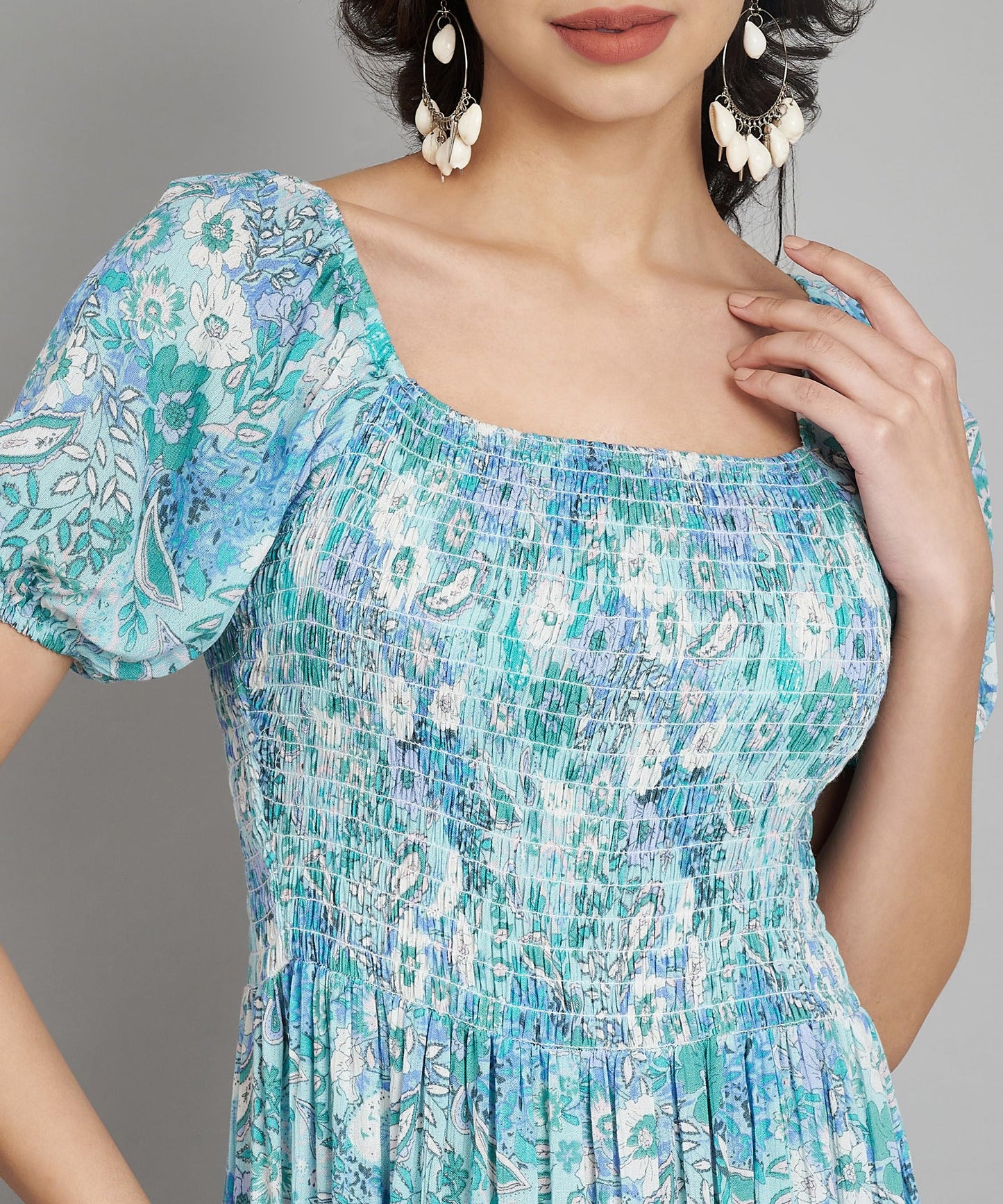 veldress21 Women Dress Maxi Stylish Casual Summer Dress Regular,Office Collage Wear Beachwear Long Dress Full (L) Blue