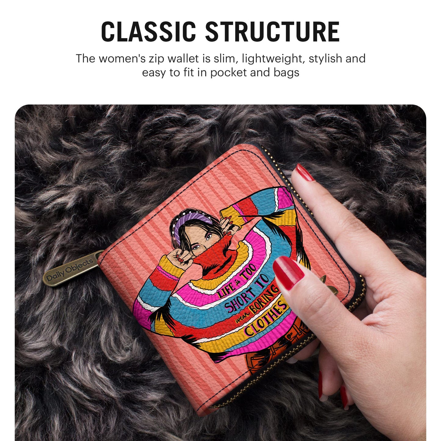 DailyObjects Colourblock Jumper Women's Zip Wallet | Vegan Leather - Holds up to 8 Cards - Slim and Easy to Fit in Pocket -Coin Pocket with Button Closure- Multicolour - Set of 2 (Combo)