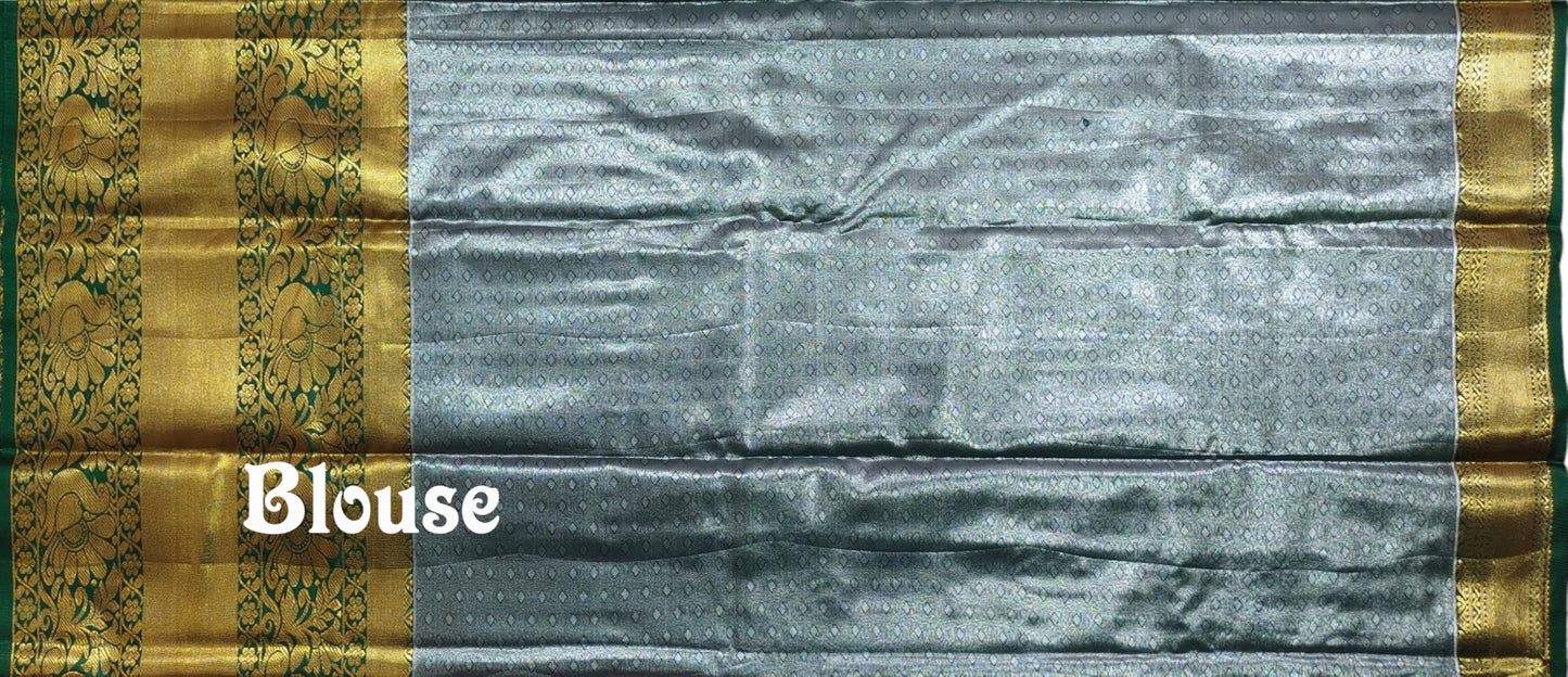 VFCollections Women's Kanchipuram Silk Pure Pattu Sarees With Blouse (Vfc135-7), Multi