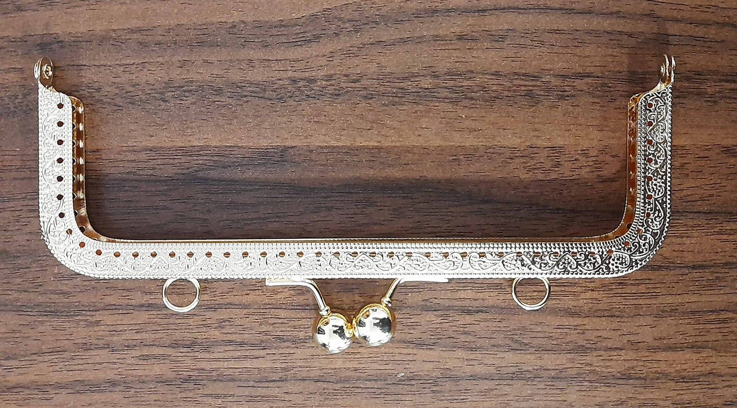 Tia Purse, Clutch Bag Making Metal Frames, Heavy Quality and Premium Finish (Golden Premium Frame -Rectangle-7Inch-4Pc)