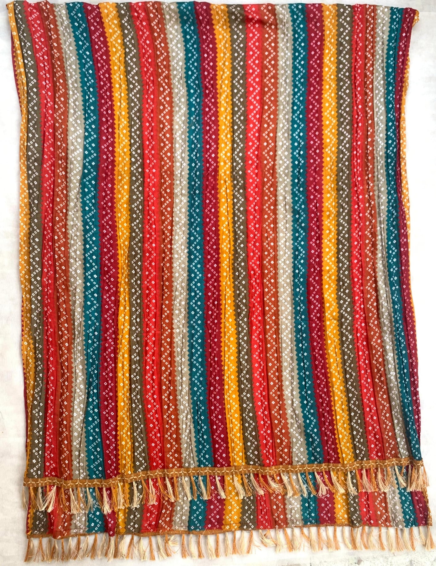 AKSHADEEP Women's Cotton Blend Bandhani Print Nude Dupatta with 2.20 Meters | Women’s cotton printed dupatta with tassels -Bandhani-16