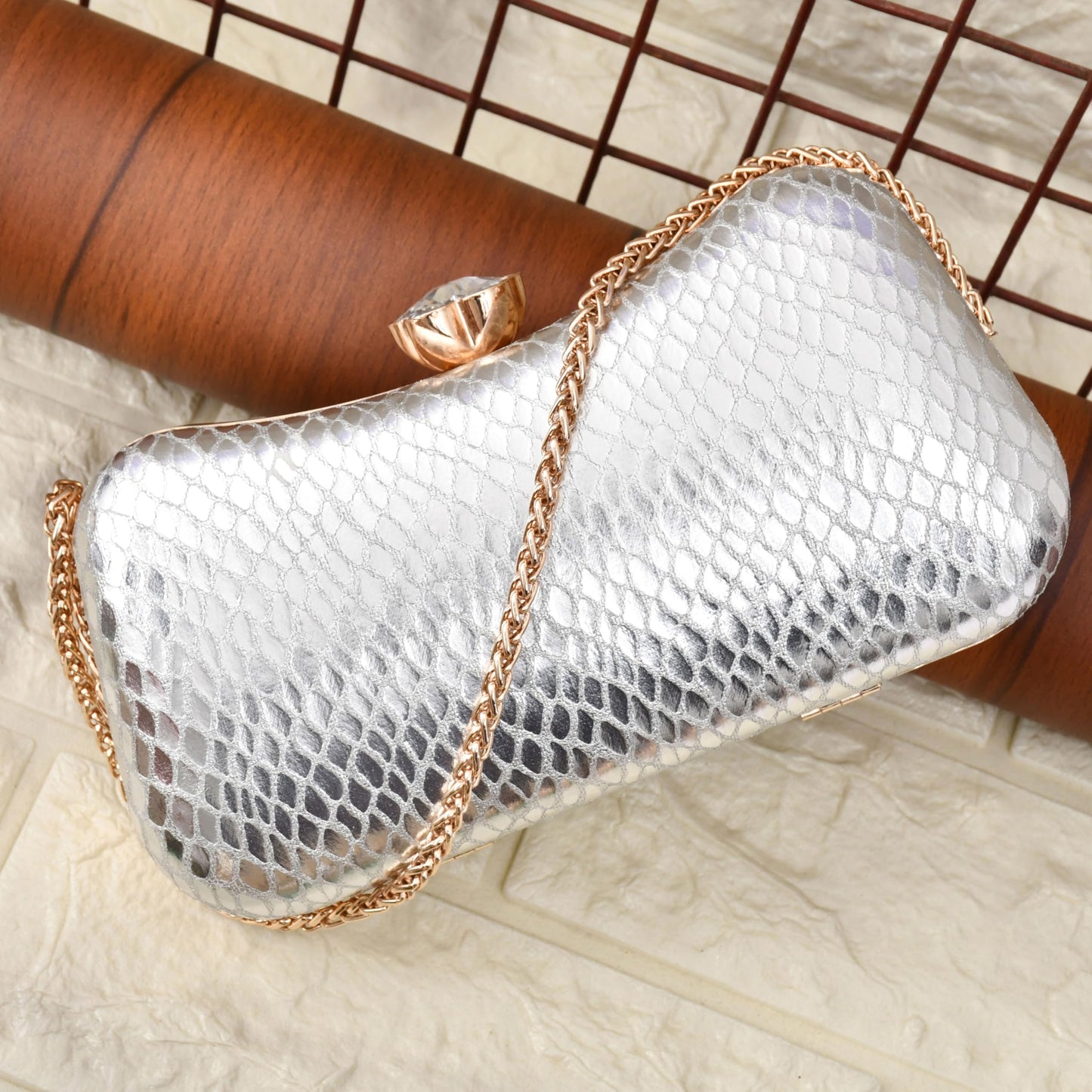 For The Beautiful You Silver Women's Clutch (AM-126)