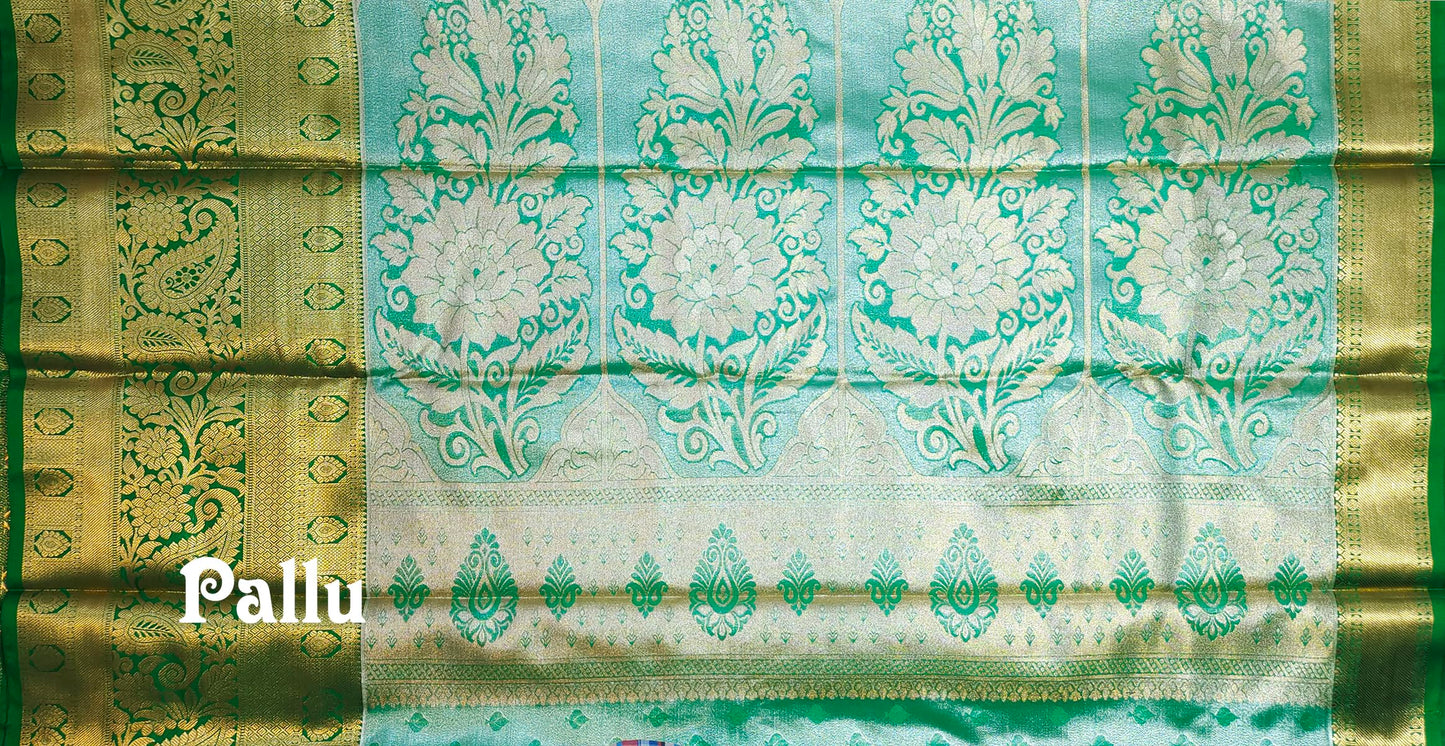 VFCollections Women's Kanchipuram Silk Pure Pattu Sarees With Blouse (VFC517-6)