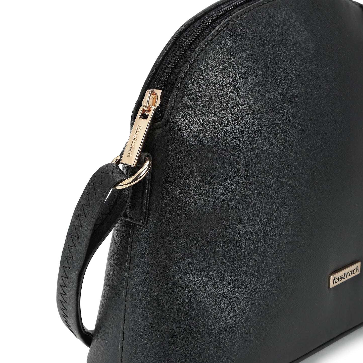 Fastrack Sling Bag | Faux Leather Sling With Adjustable Belt and Quick Access Pocket | Zip Closure and Spacious Interior | Trendy Women's Handbags, Black