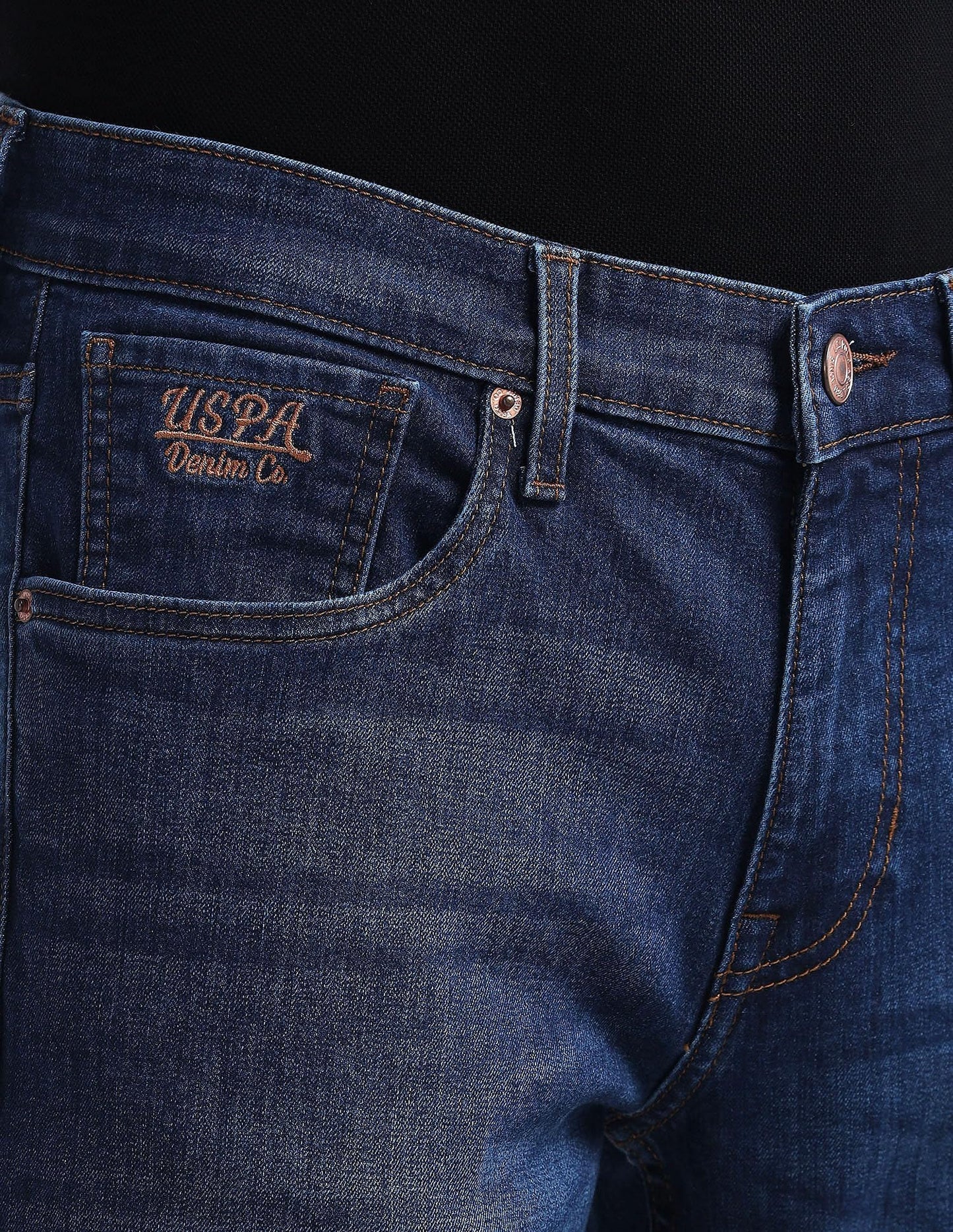 U.S. POLO ASSN. Men's Brandon Slim Tapered Fit Mid Rise Jeans (UDJENO1807_Blue_30)