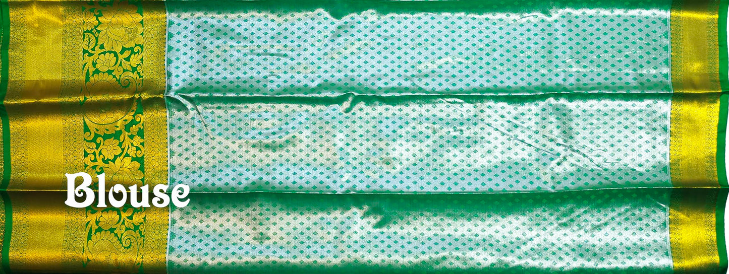 VFCollections Women's Kanchipuram Silk Pure Pattu Sarees With Blouse (VFC148-2)