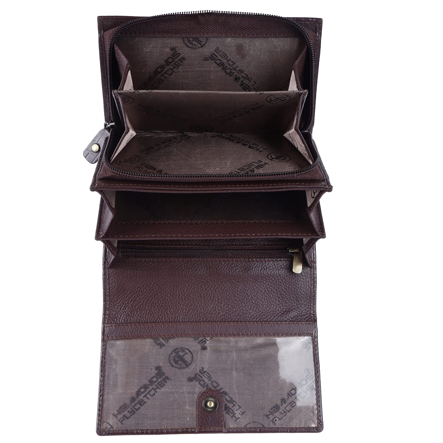 HAMMONDS FLYCATCHER Wallet for Women - Choco Brown Genuine Leather Purse for Women with RFID Protection, 8 Card Slots, and 5 Compartments - Ladies Wallet with Button Closure - Women's Wallet