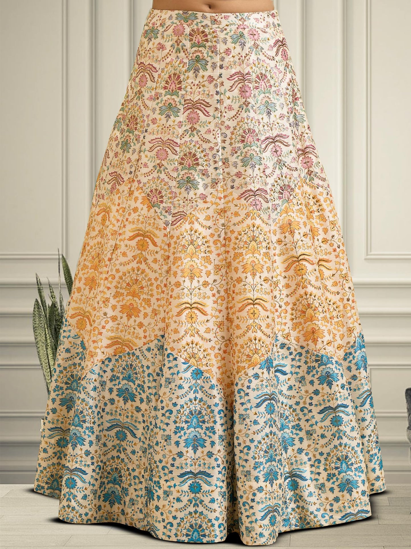 Zeel Clothing Women's Zari and Digital Print Work Art Silk Lehenga Choli with Dupatta (5073-Multi-Womens-Lehenga-Choli-New; Free Size)