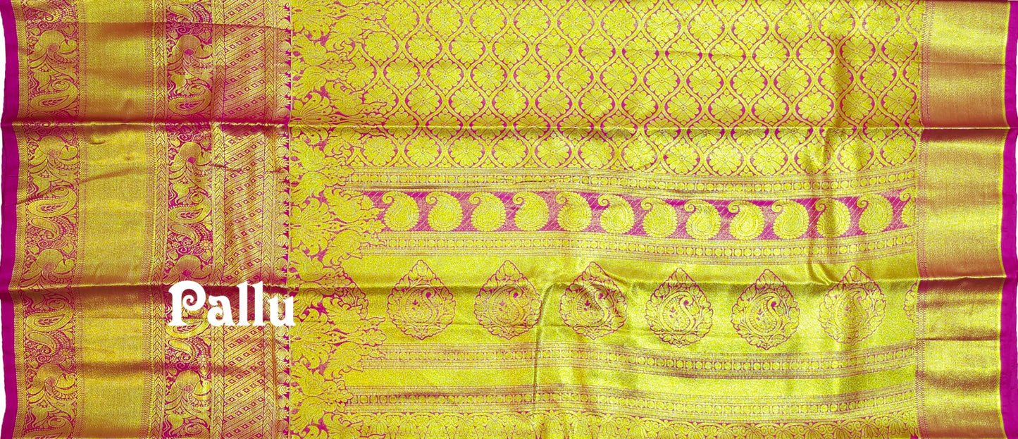 VFCollections Women's Kanchipuram Silk Pure Pattu Sarees With Blouse (VFC534-1)