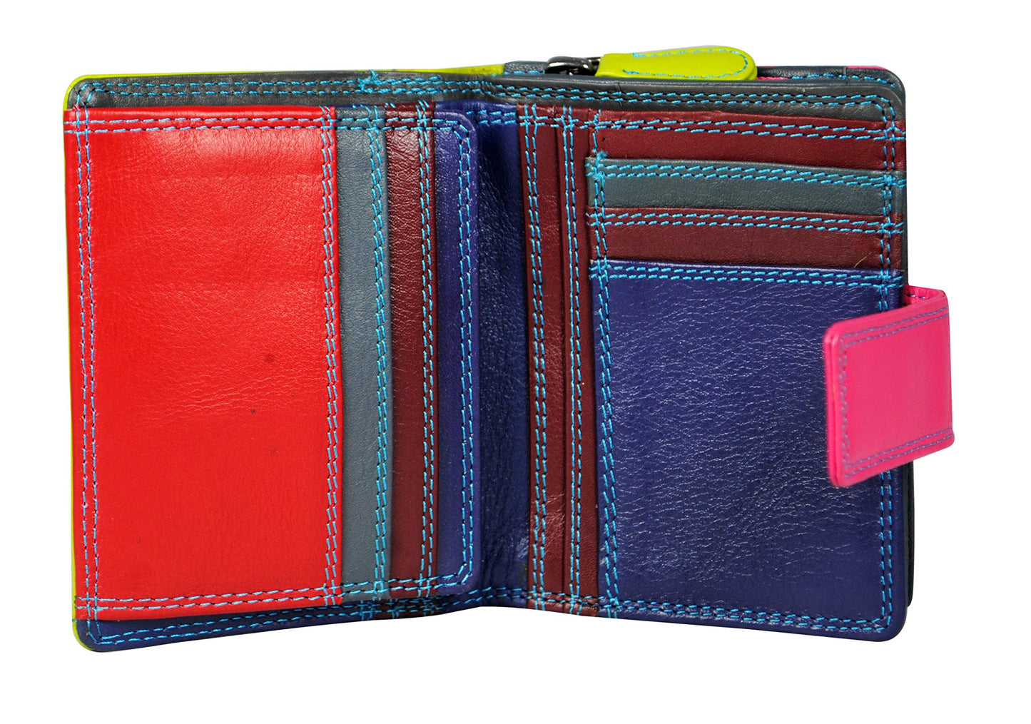 Women's Genuine Leather Wallet-Long Purse Wallet with Multiple Card Slots, Zip Pocket and Note Compartment (Green)