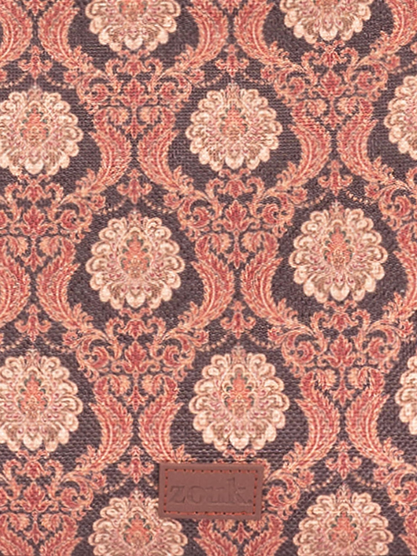 ZOUK Jodhpur Damask Motif Printed Jute Handcrafted Vegan Leather Brown Women's Shoulder Luna Handbags | Ladies Purse Handbag