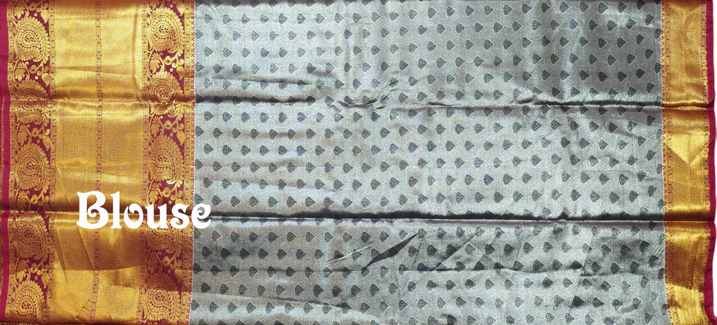 VFCollections Women's Kanchipuram Silk Pure Pattu Sarees With Blouse (Vfc157-1), Multi