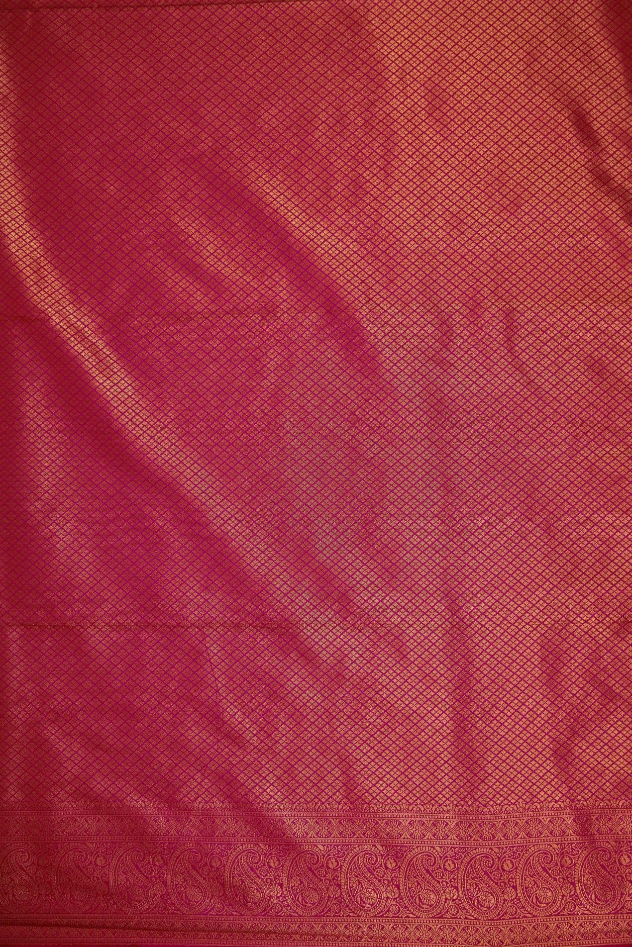 Vardha Women's Kanchipuram Art Silk Saree with Unstitched Blouse Piece - Gold Copper Silver Zari Woven Work Sarees for Wedding (Aarna Silk_604)