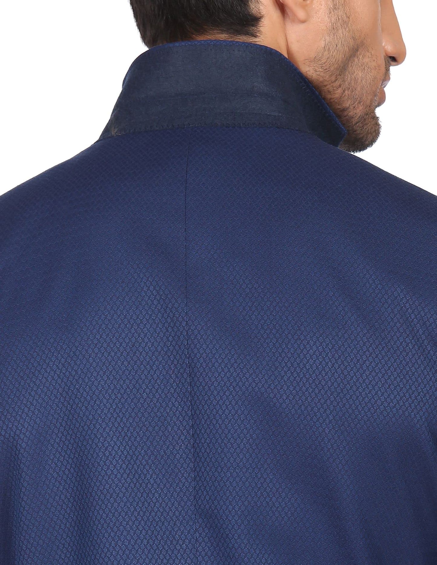 Arrow Polyester Men Navy and Black Patterned Single Breasted Two Piece Suit Business Pants Set (ARACSU5670 40)