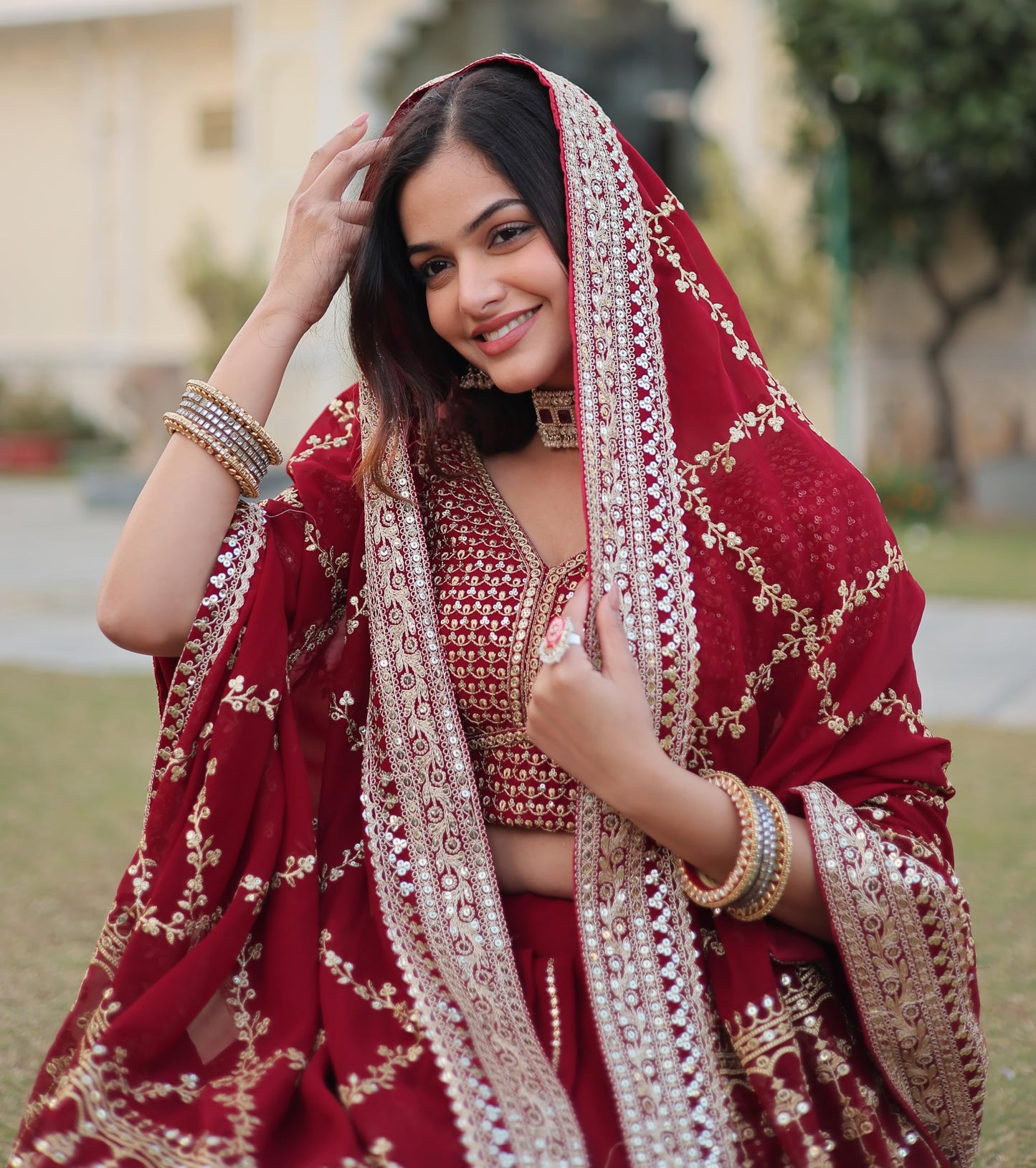 Fashion Basket Faux Blooming With Heavy Sequins Zari Embroidered work Lehenga Choli Set for Women