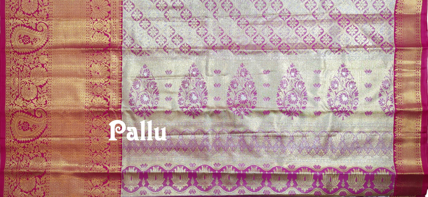 VFCollections Women's Kanchipuram Silk Pure Pattu Sarees With Blouse (VFC585-6), Blue