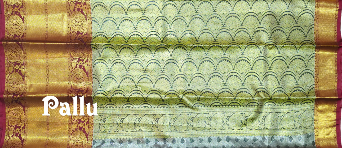 VFCollections Women's Kanchipuram Silk Pure Pattu Sarees With Blouse (Vfc157-1), Multi