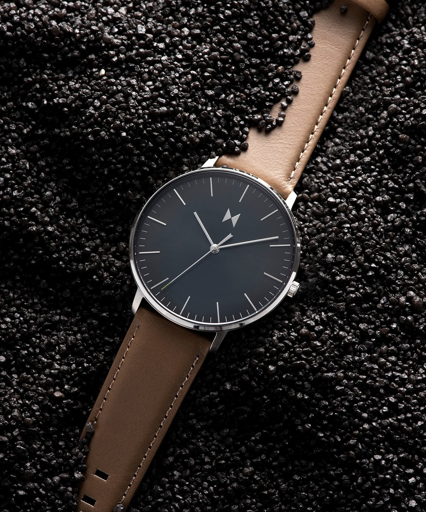 MVMT Leather Legacy Slim Analog Black Dial Men Watch-28000210-D, Brown Band