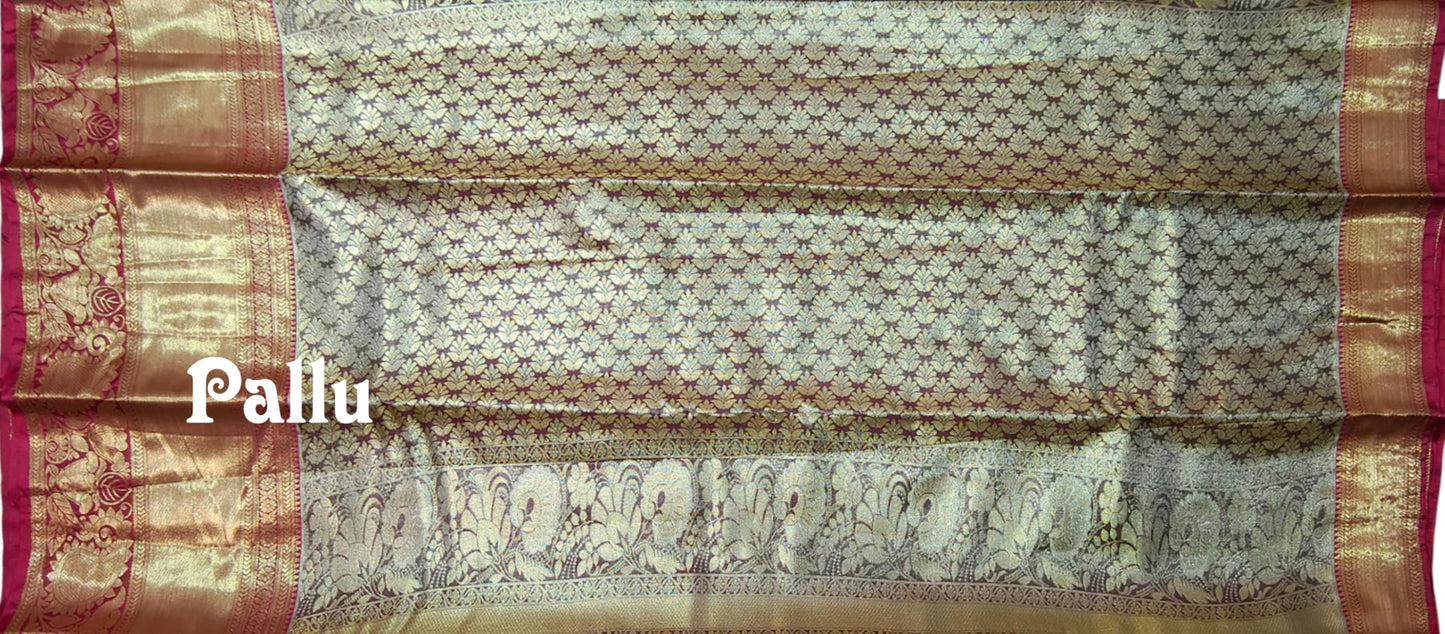 VFCollections Women's Kanchipuram Silk Pure Pattu Sarees With Blouse (Vfc451-1), Green