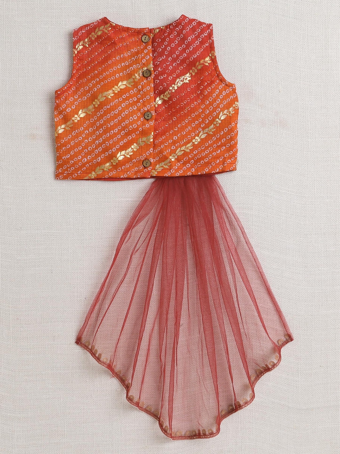 The Magic Wand Kids Lehenga Choli for Girls Emebellished Sleeveless Kota Doria Ethnic Chaniya Dress with Attached Dupatta Perfect for Party & Occasions, Maroon, 3-4 Year