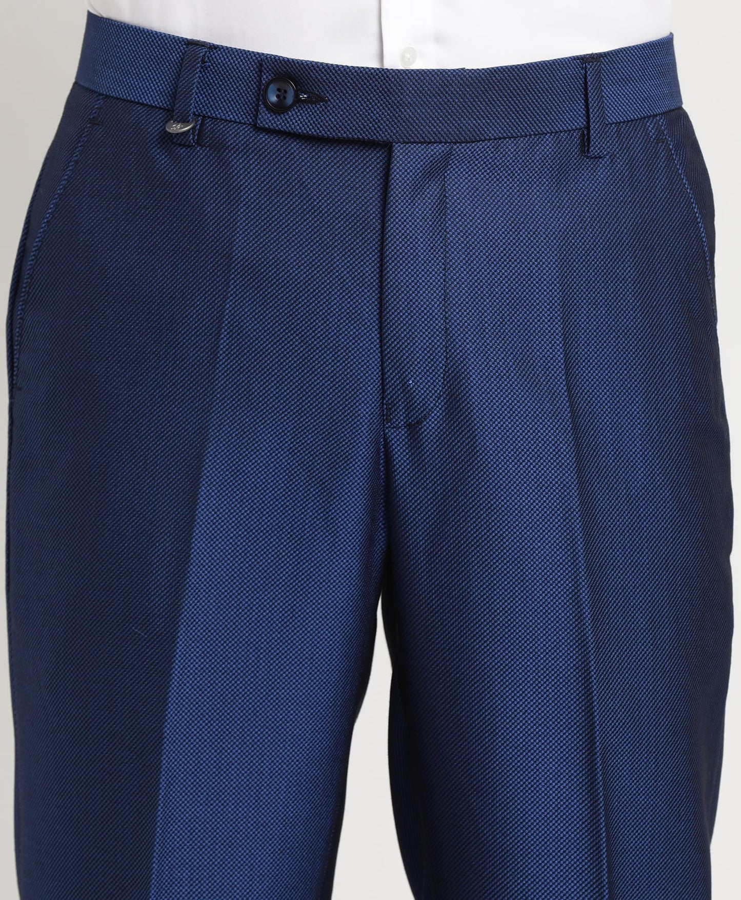 Turtle Men 100% Cotton Dobby Print Full Sleeve Three Piece Blue Party Suit