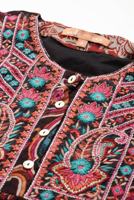 Aarke Ritu Kumar Black Cashmere Kurta With Pant And Dupatta