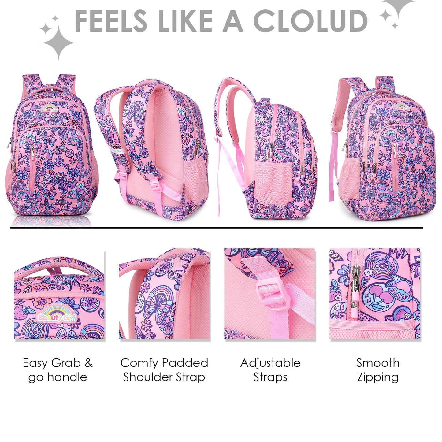 BEAUTY GIRLS BY HOTSHOT |SCHOOL BAG|COLLEGE BACKPACK|TUTION BAG|FOR GIRLS & WOMEN|18 INCH|32 L WATER RESISTANT |SCHOOL BAG FOR GIRLS