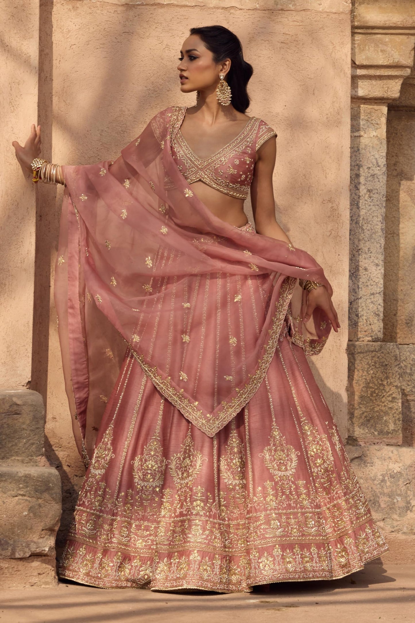 JIHU CULTURE Women’s Semi-Stitched Pink Fancy Silk Zari & Sequin Embroidered Lehenga Choli with Net Dupatta