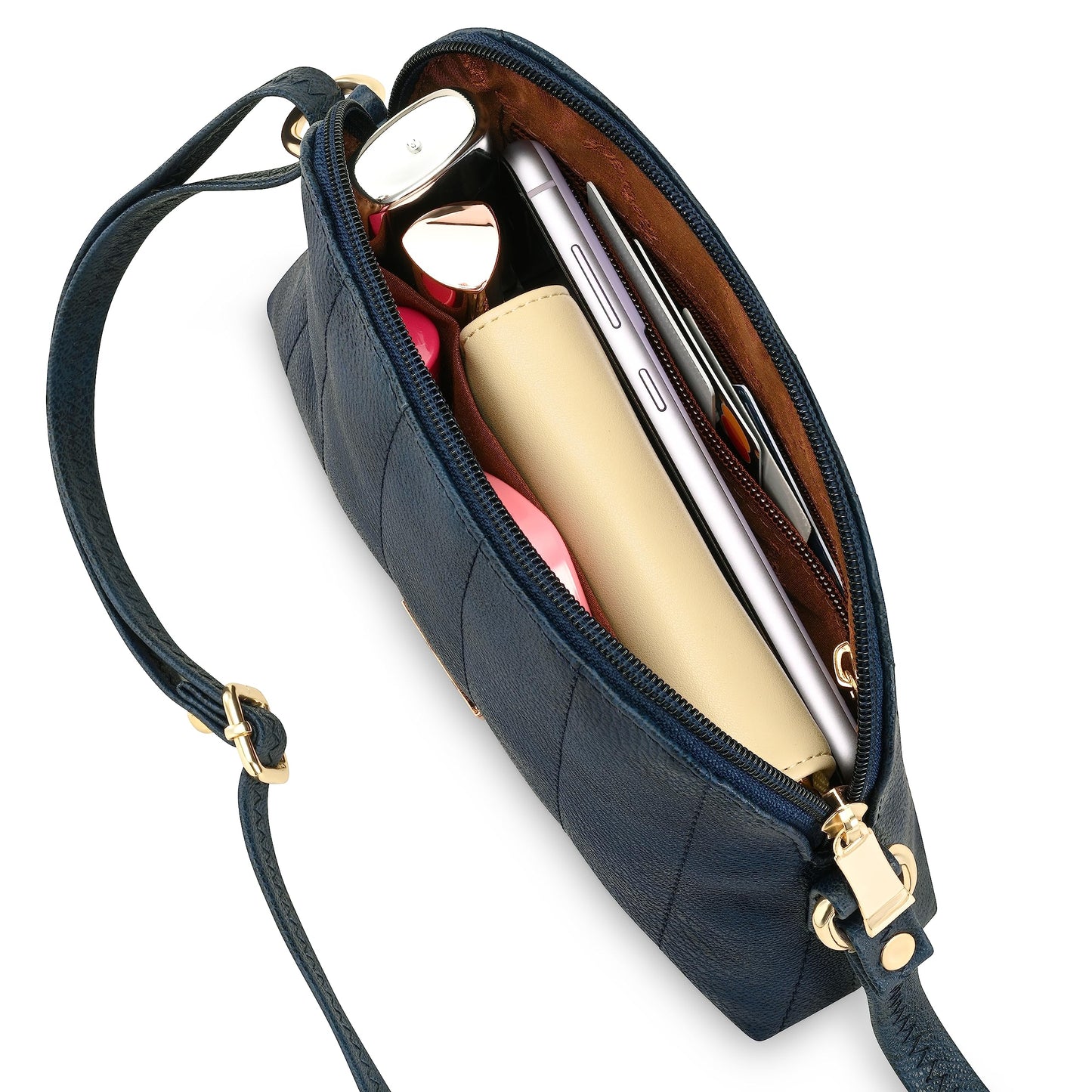 Fastrack Quilted Navy Blue Sling Bag For Women