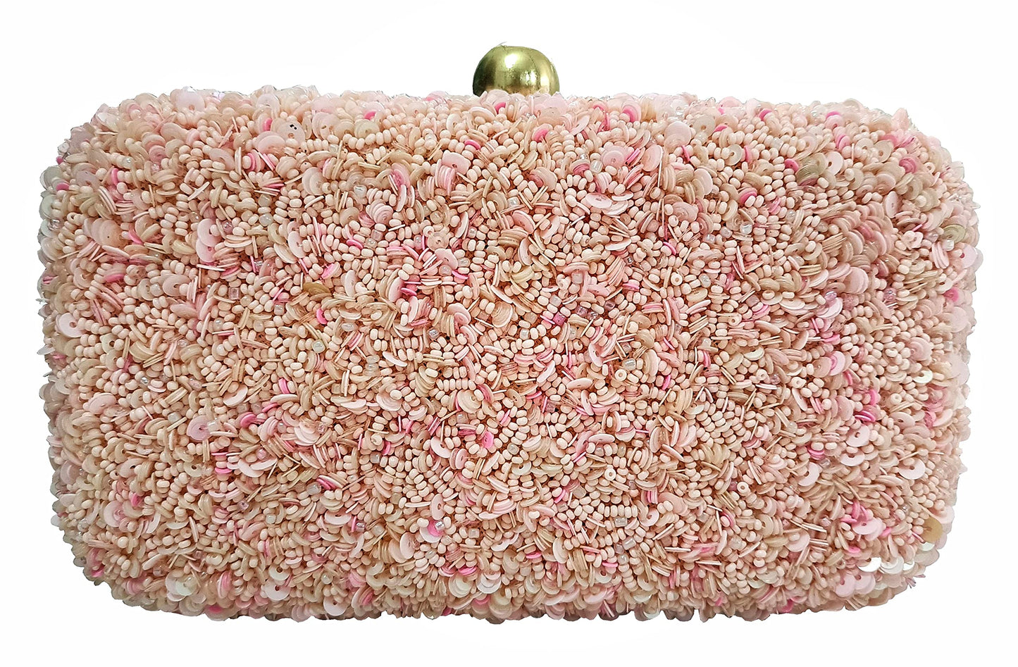 DUCHESS Women's Hand Embroidered Beaded Pink Clutch for Wedding, Party