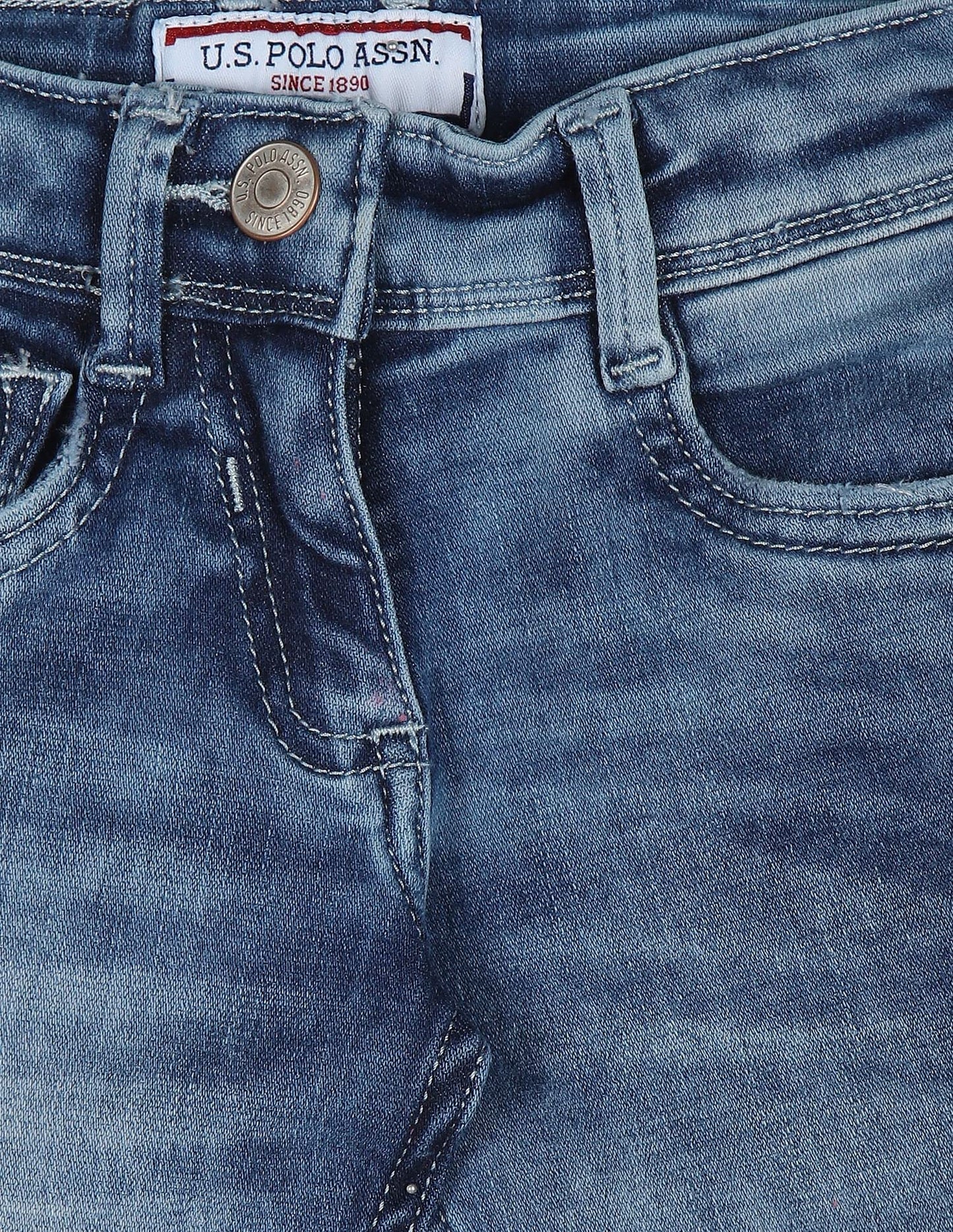 U.S. POLO ASSN. Baby Girl's Slim Jeans (UGJEN0083_ME. Blue_12T)