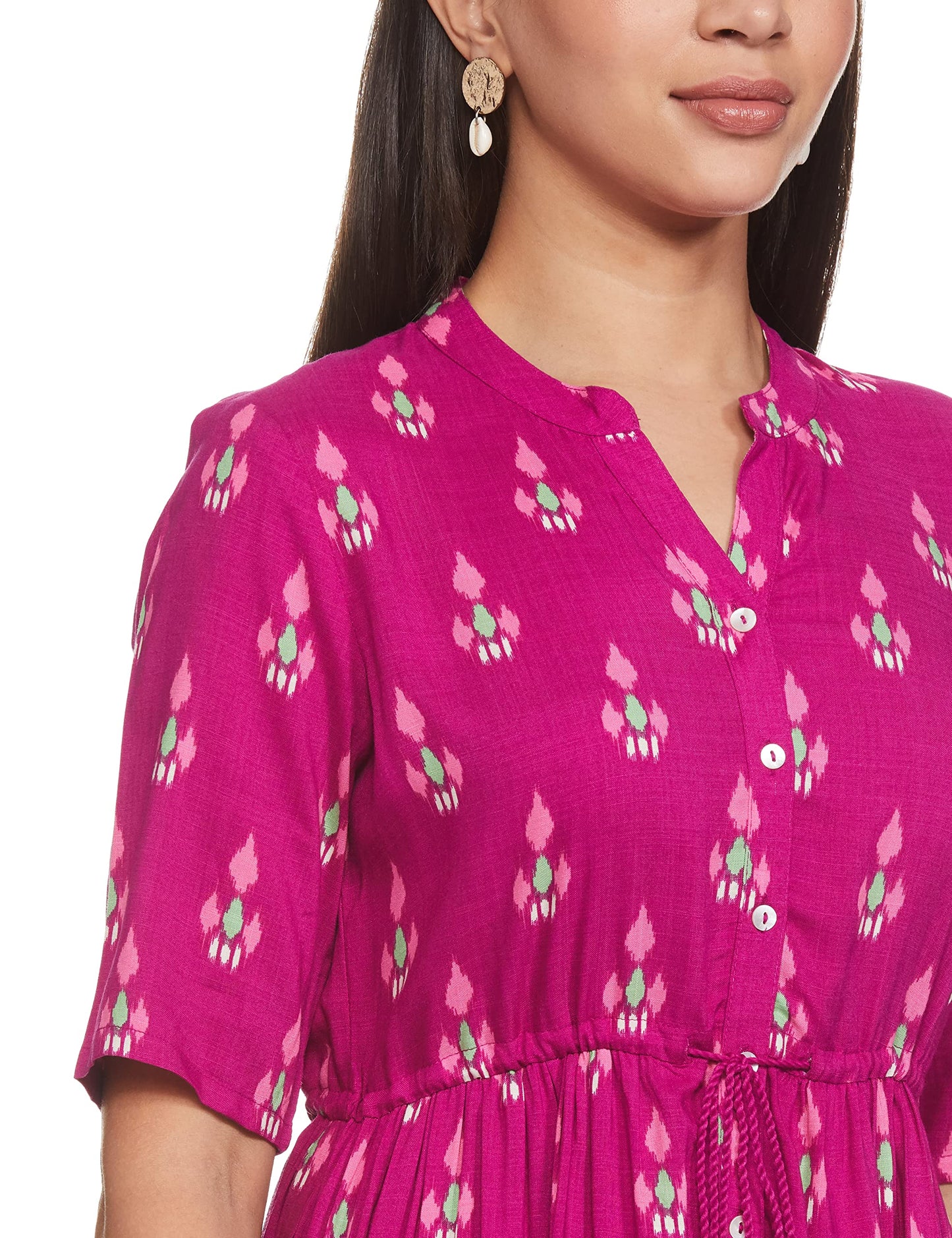 Max Women's Rayon A-Line Below The Knee Casual Dress (MDDRS2705_Magenta_XXL)