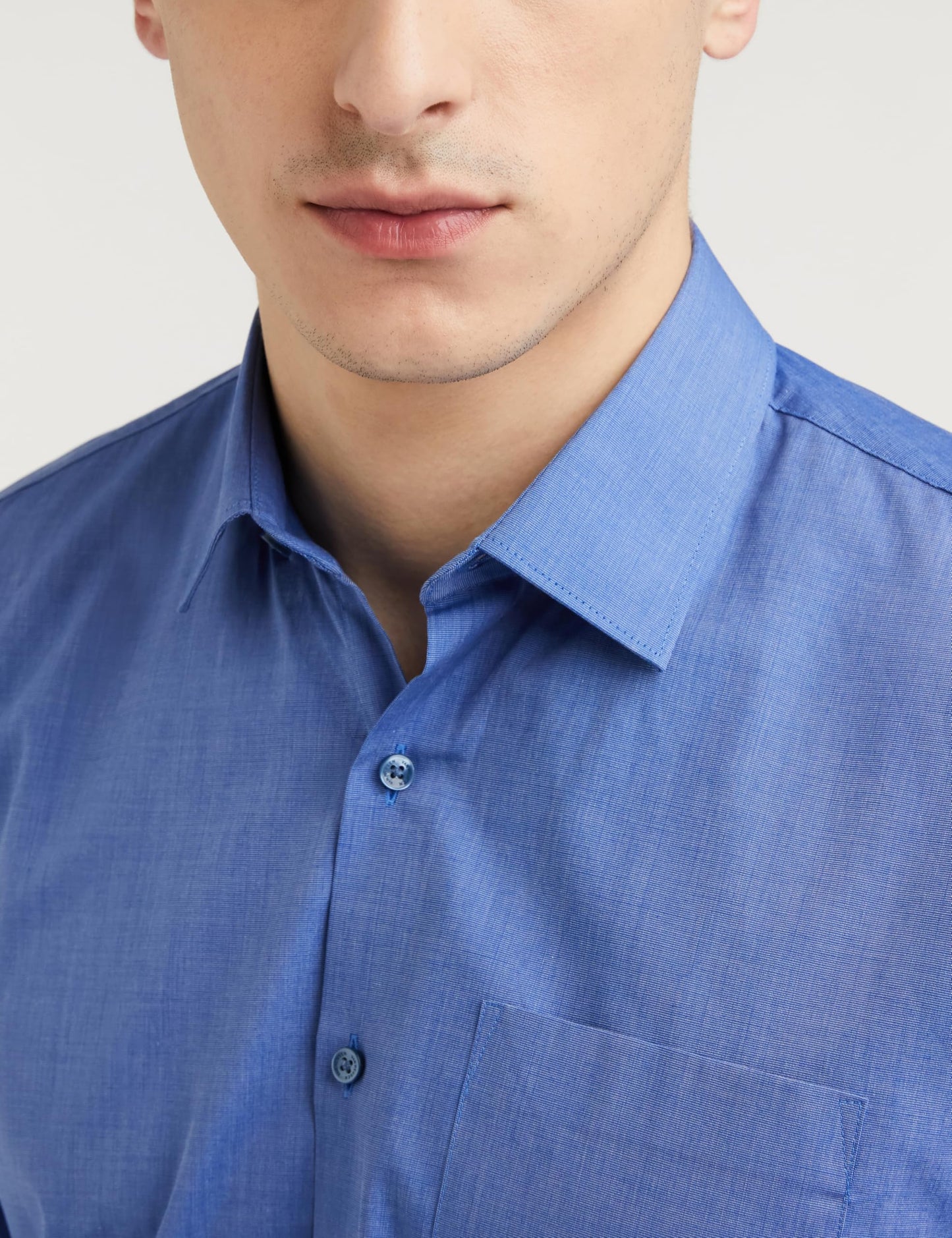 Van Heusen Cotton Men's Solid Slim Fit Formal Shirt (Vhsfrslbn06814_Medium Blue 42)