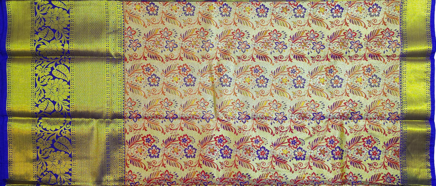 VFCollections Women's Kanchipuram Silk Pure Pattu Sarees With Blouse (VFC420-3)