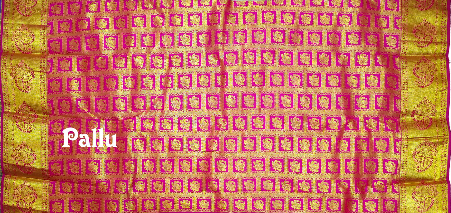 VFCollections Women's Kanchipuram Silk Pure Pattu Sarees With Blouse (VFC158-2)